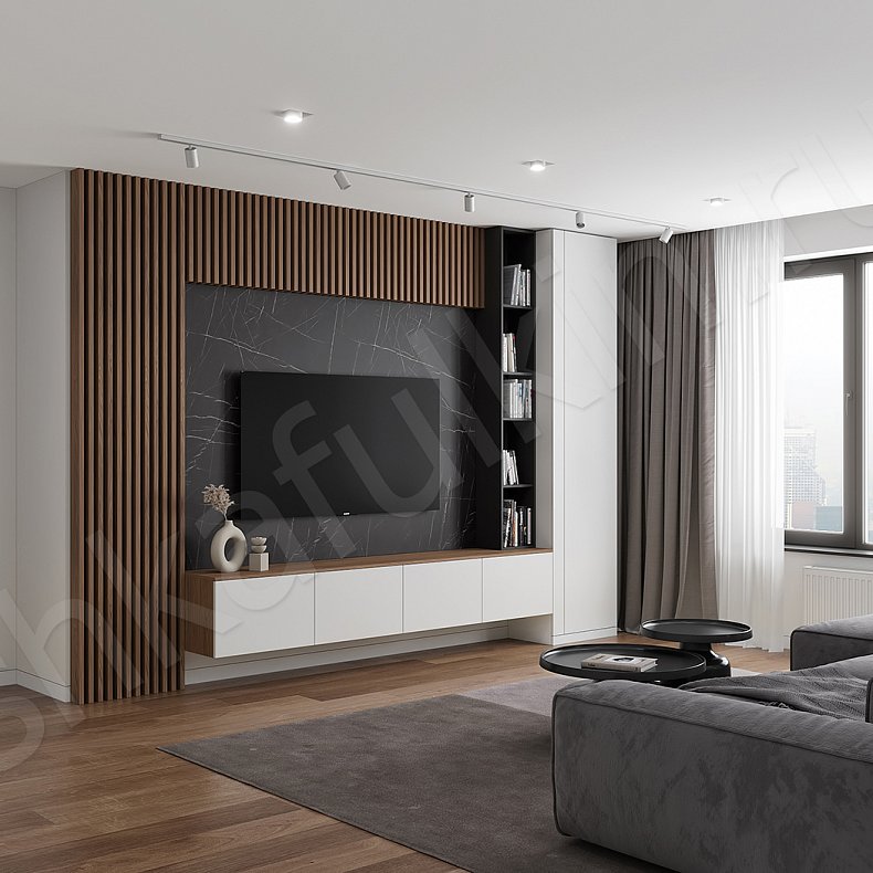 Изображение Стенка Дебра Белый Светлые Современный  Гостиная Под ТВ 1