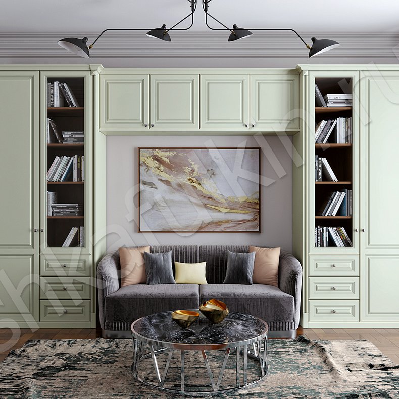 Изображение Шкаф Андриана Коричневый Светлые Зеленый Классика 4х створчатые Детская Для книг Для вещей 1