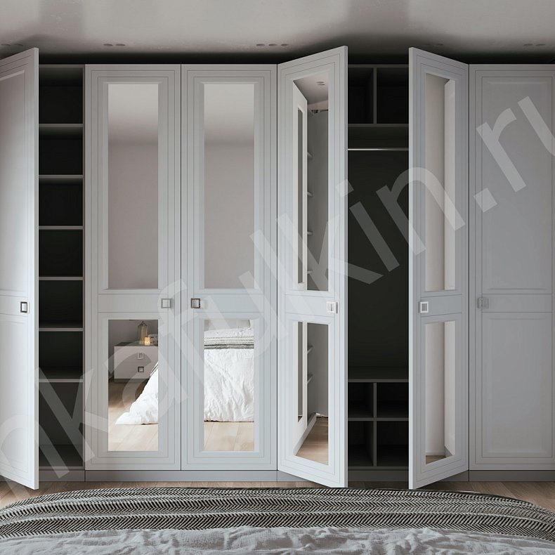 Изображение Шкаф и тумба Эмма Светлые Белый Неоклассика 6и створчатые Спальня Для вещей 4