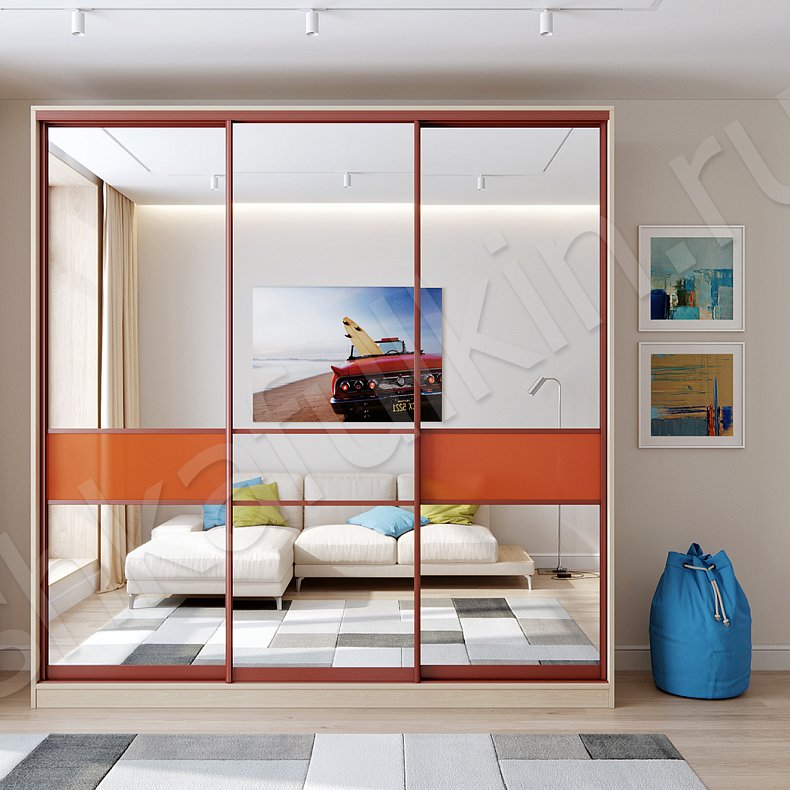 Изображение Корпусный шкаф-купе Касио Цветной Светлые Современный 3х створчатые Детская Для вещей 1