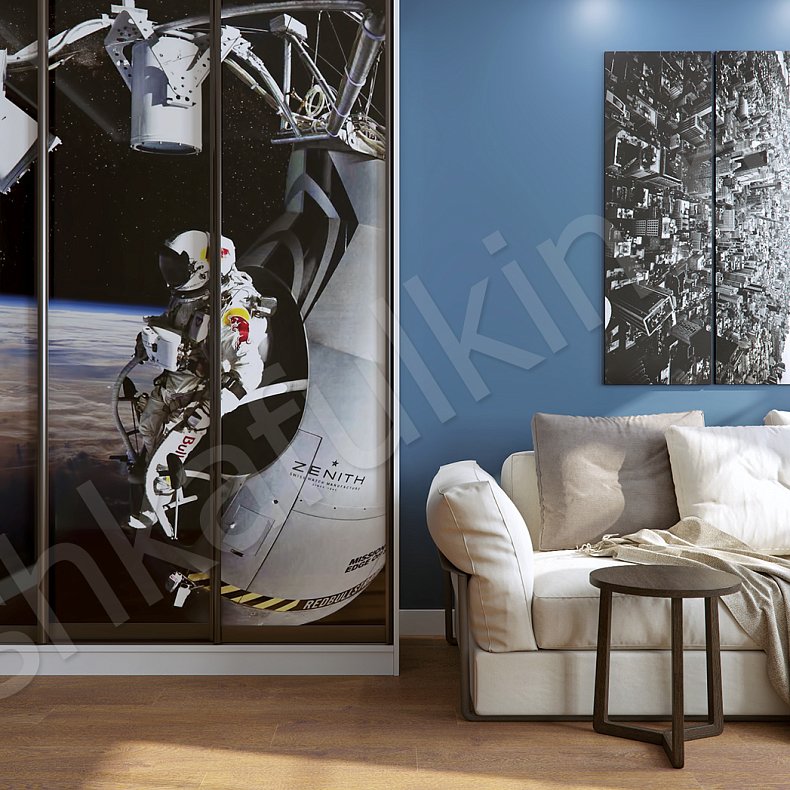 Изображение Угловой шкаф-купе Космос Темные Цветной Современный 6и створчатые Гостиная Для вещей 3