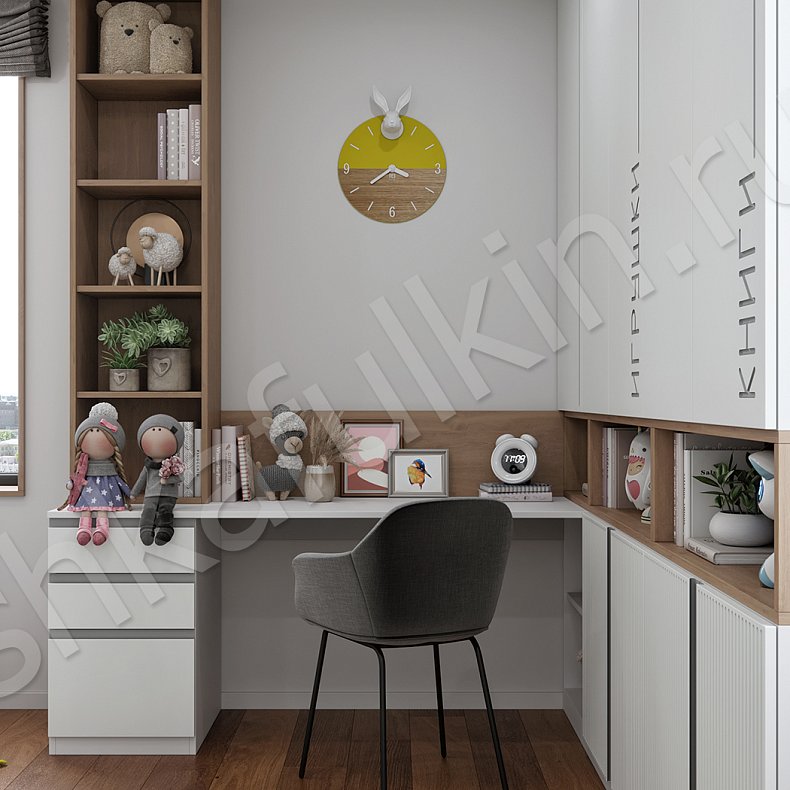 Детская Федерико Белый Цветной Светлые Зеленый Современный 4х створчатые Детская Для книг Для вещей 5