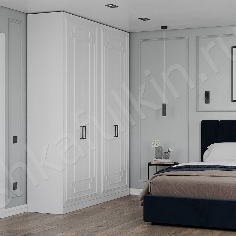 Шкаф Роперо Белый Цветной Синий Неоклассика 4х створчатые Спальня Для вещей 3