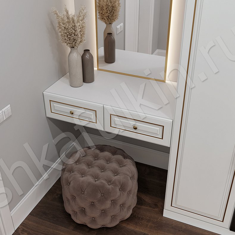 Прихожая Персей Белый Цветной Синий Золото Неоклассика 4х створчатые Прихожая Для вещей 7