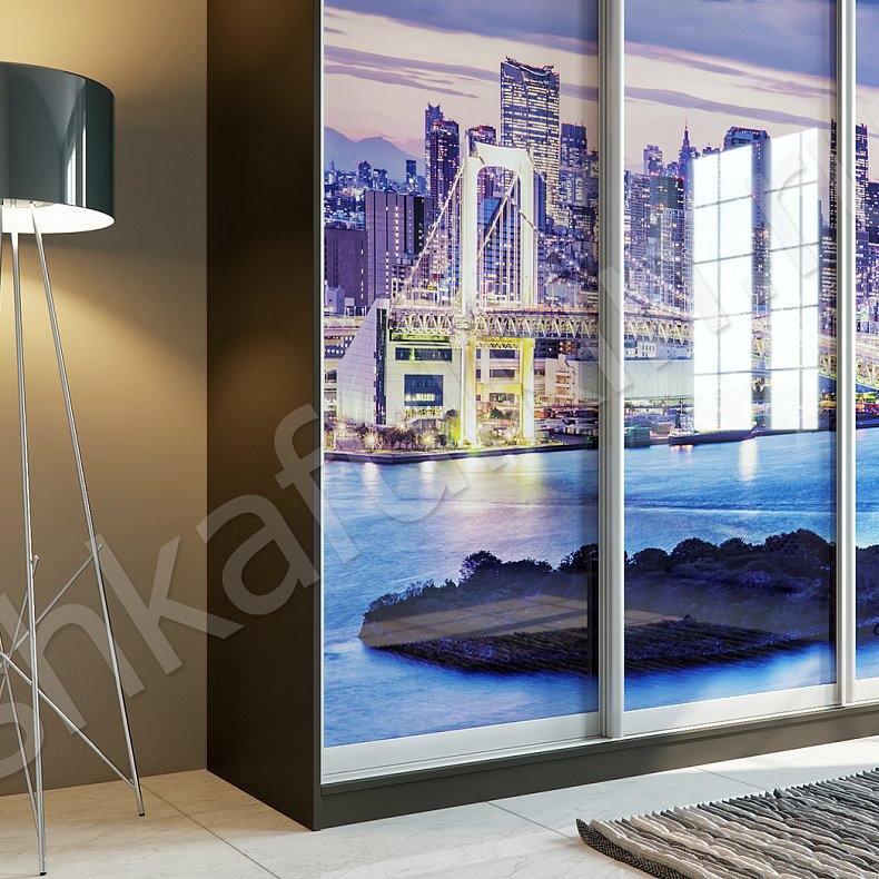 Корпусный шкаф-купе Сити Светлые Цветной Модерн 4х створчатые Гостиная Для вещей 4