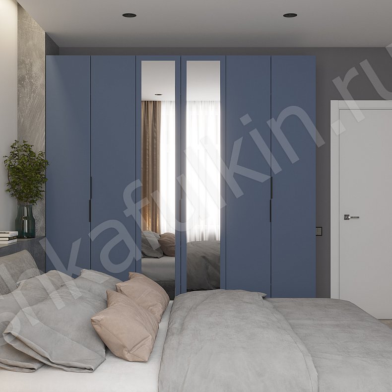 Шкаф Аксель Темные Светлые Синий Серый Коричневый Белый Минимализм 4х створчатые Спальня Для вещей Для белья 7
