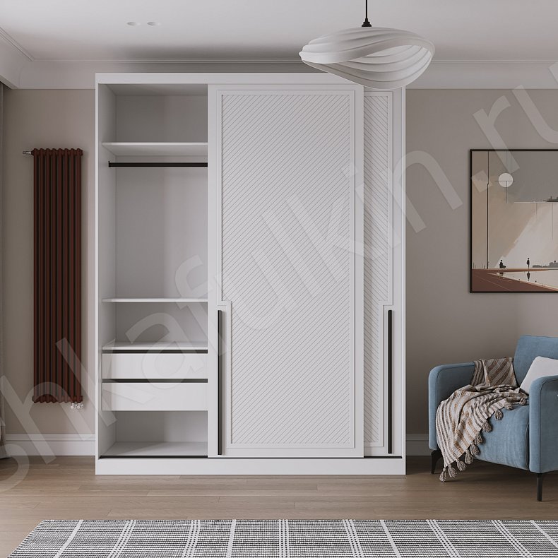 Шкаф-купе Танзано Белый Модерн 2х створчатые Гостиная Для вещей 2