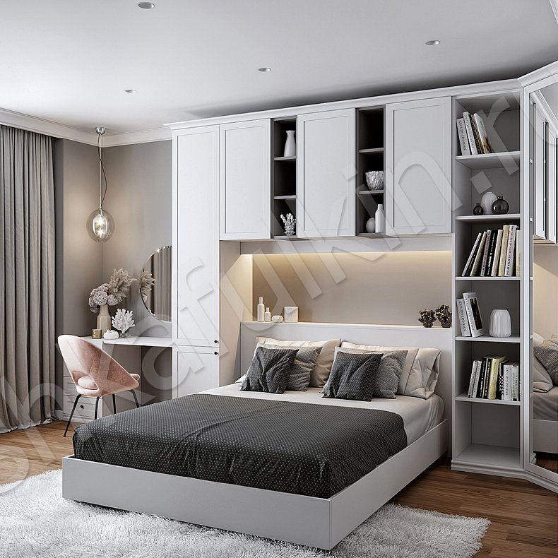 Гарнитур Глэдис Белый Коричневый Светлые Современный 4х створчатые Спальня Для белья Для книг Для декора Для вещей 2