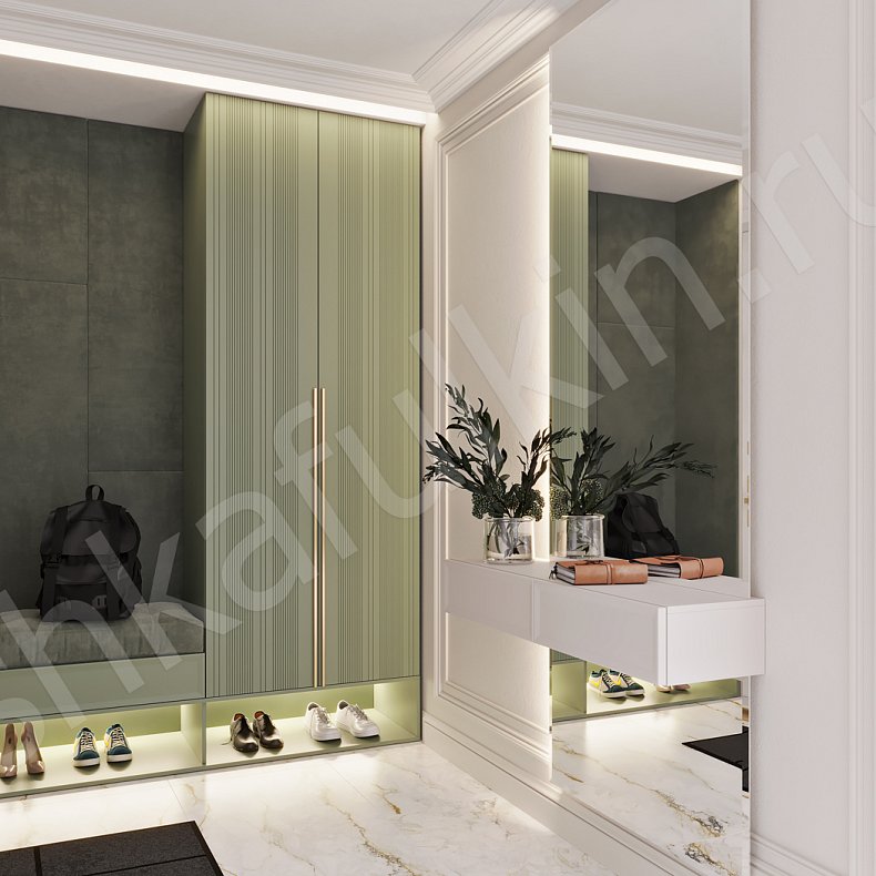 Изображение Прихожая Флора Цветной Серый Светлые Зеленый Современный 2х створчатые Прихожая Для вещей 1