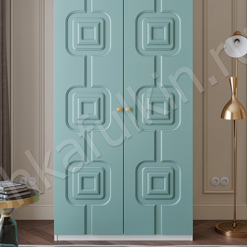 Изображение Корпусный шкаф Тиффани Зеленый Светлые Цветной Модерн 2х створчатые Гостиная Для вещей 3
