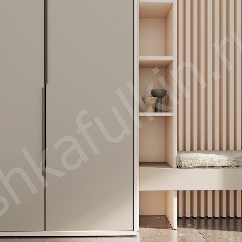 Изображение Прихожая Ларри Черный Белый Древесный Коричневый Серый Светлые Темные Минимализм 4х створчатые Прихожая Для вещей 11