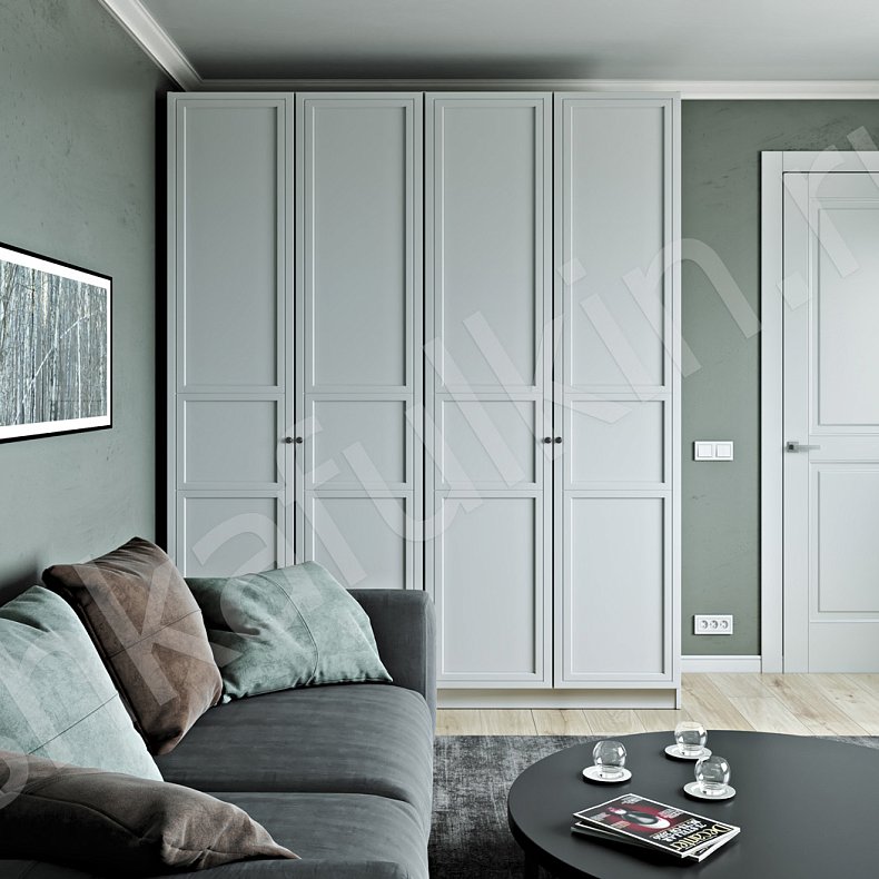 Изображение Распашной шкаф Такс Белый Светлые Неоклассика 4х створчатые Гостиная Для вещей 1