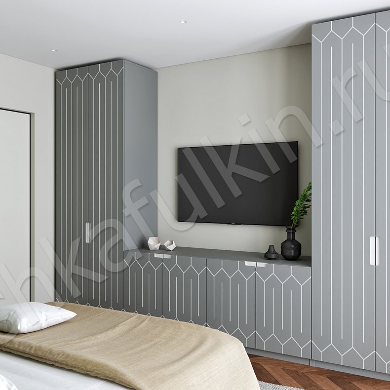 Изображение Гарнитур Франческа Белый Серый Светлые Золото Современный 2х створчатые Спальня Для вещей 1