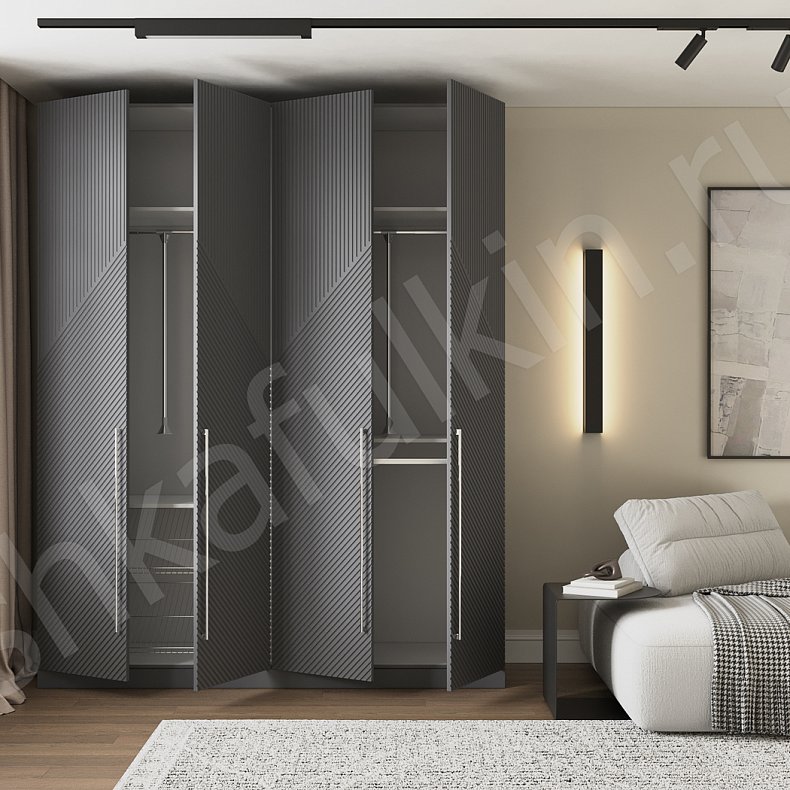 Шкаф Нотариус Черный Модерн 4х створчатые Гостиная Для вещей 5