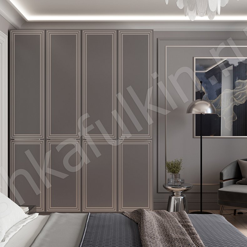 Корпусный распашной шкаф Грейсон Серый Светлые Модерн 4х створчатые Спальня Для вещей 2