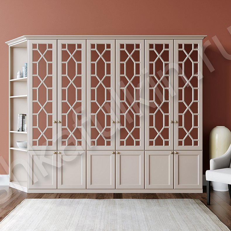 Корпусный шкаф Смит Белый Черный Светлые Темные Неоклассика 6и створчатые Гостиная Для книг Для вещей