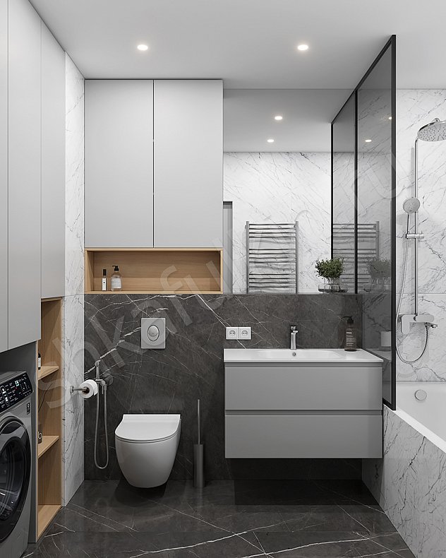 Мебель в ванную Дидро Серый Светлые Древесный Современный   Для вещей