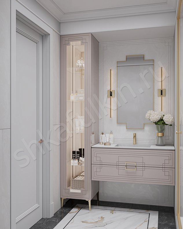 Мебель в ванную Метрополитан Светлые Розовый Неоклассика   Для вещей 2