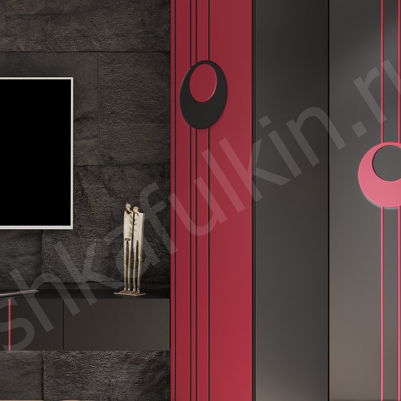 Изображение Стенка Экспрессио Черный Цветной Розовый Светлые Модерн 2х створчатые Гостиная Под ТВ Для вещей 4