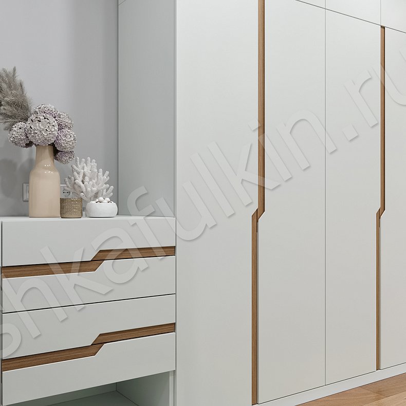 Изображение Прихожая Крис Белый Древесный Светлые Минимализм 4х створчатые Прихожая Для вещей 2