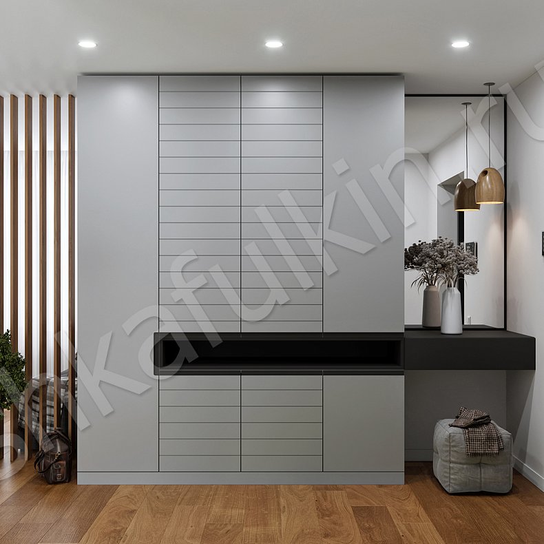 Изображение Прихожая Теодор Светлые Серый Хай-тек 4х створчатые Прихожая Для вещей 1