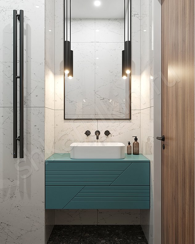 Мебель в ванную Фигаро Цветной Синий Светлые Модерн   Для вещей 1