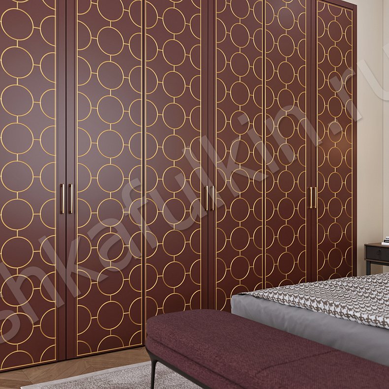 Изображение Встроенный шкаф Винсент Золото Темные Красный Цветной Неоклассика 6и створчатые Спальня Для вещей 2