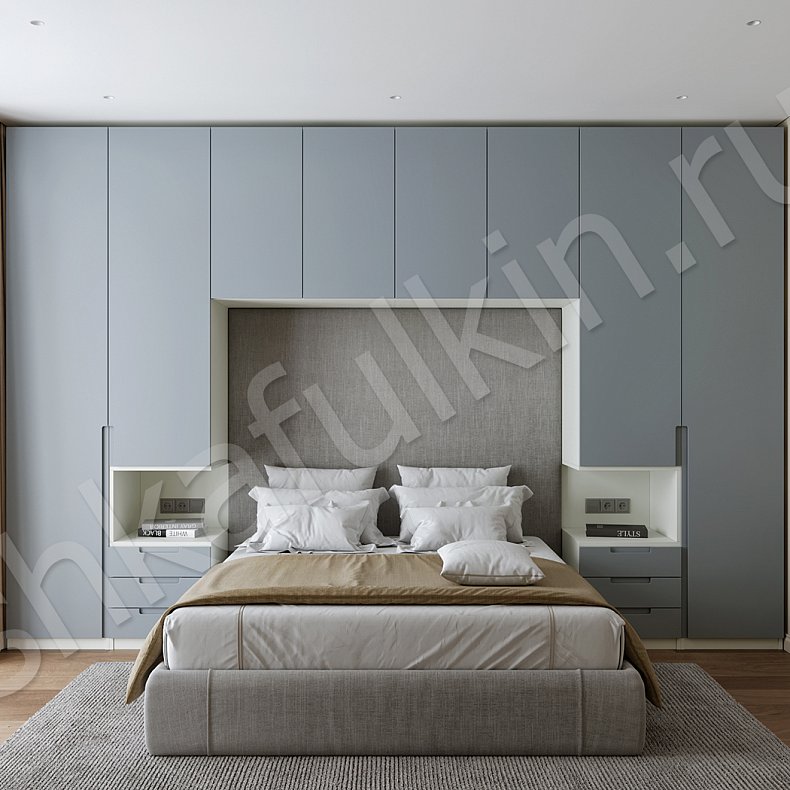 Изображение Гарнитур Инкерман Коричневый Светлые Серый Современный 4х створчатые Спальня Для белья Для вещей 9