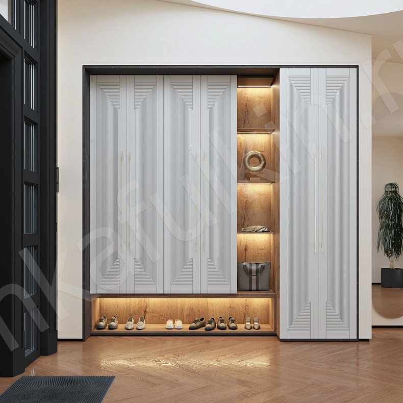 Изображение Прихожая Бергамо Светлые Белый Модерн 6и створчатые Прихожая Для вещей 1