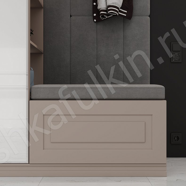 Прихожая Линдор Белый Коричневый Светлые Неоклассика 2х створчатые Прихожая Для вещей 11