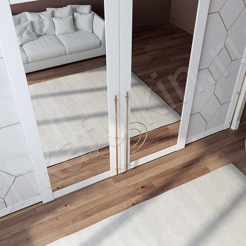 Встроенный шкаф-купе Диана Белый Золото Классика 4х створчатые Спальня Для вещей 3