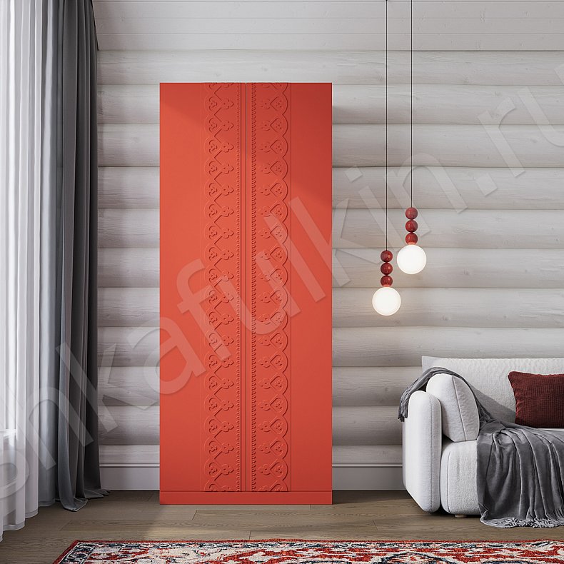 Шкаф Сияна Светлые Красный Цветной Этнический 2х створчатые Гостиная Для вещей Для белья 1