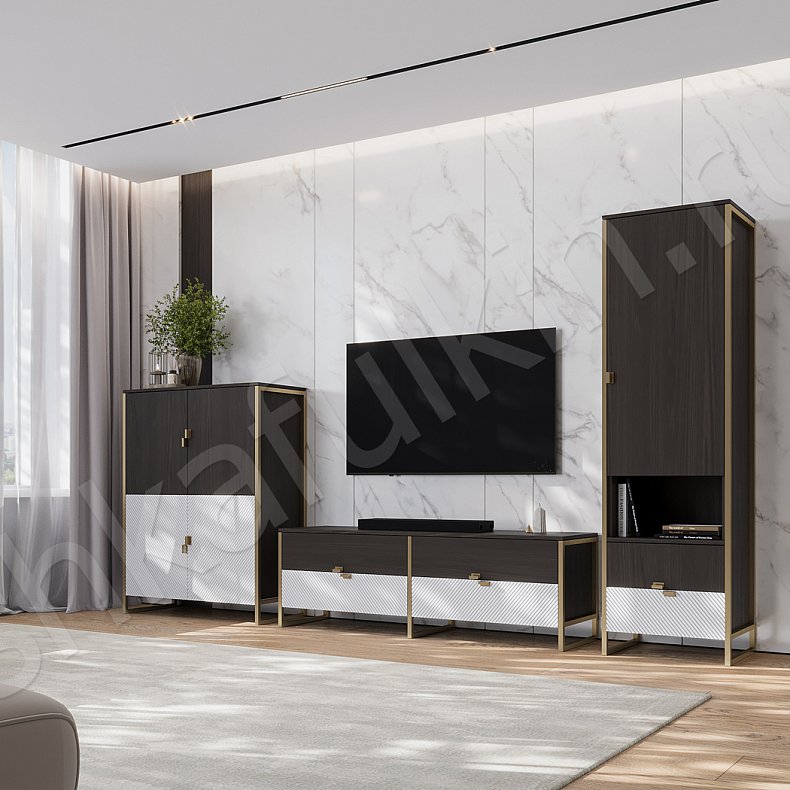 Изображение Стенка Элегия Черный Белый Цветной Светлые Современный 2х створчатые Гостиная Под ТВ 1