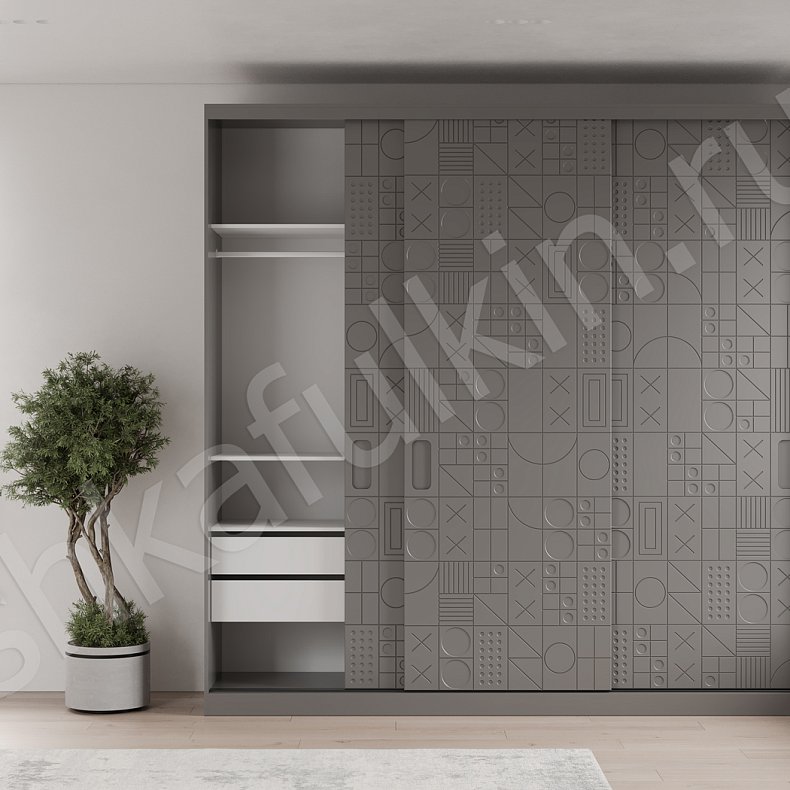 Шкаф-купе Фабрицио Серый Современный 3х створчатые Гостиная Для вещей 4
