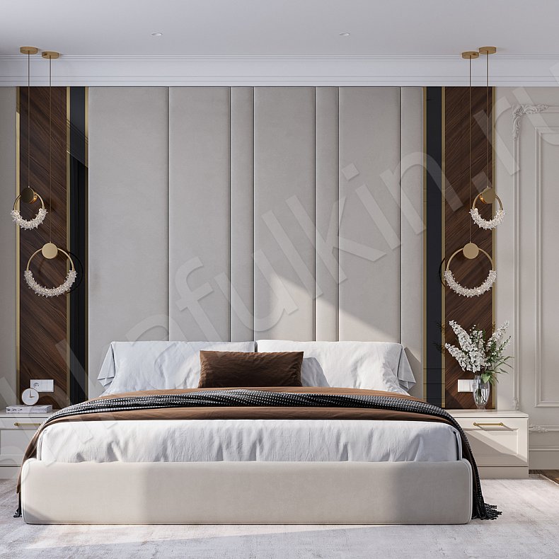 Изображение Гарнитур Айлин Белый Коричневый Светлые Темные Неоклассика 4х створчатые Спальня Для белья Для вещей 21