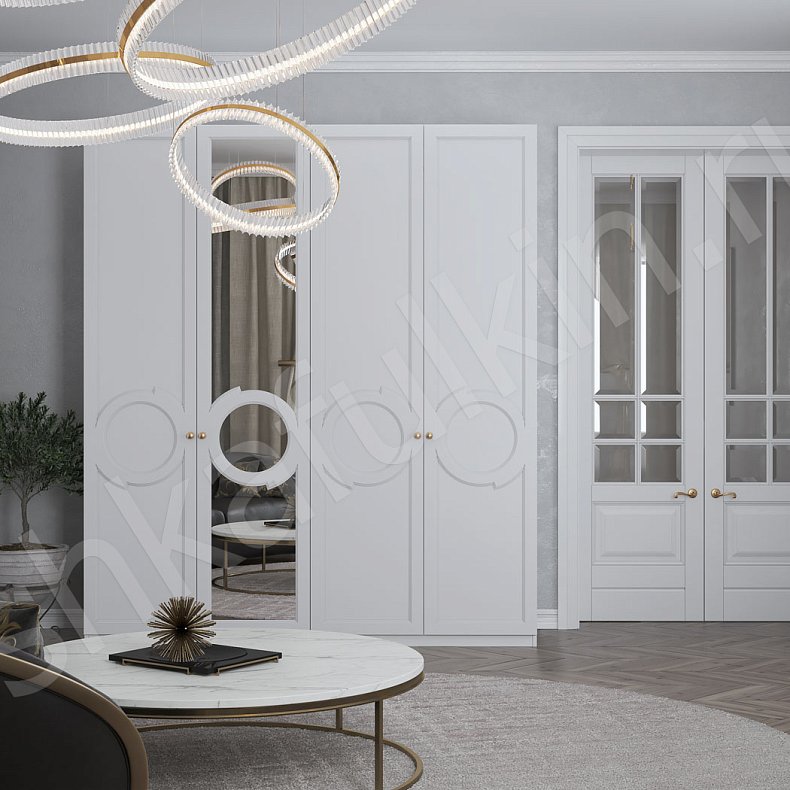 Изображение Шкаф Монтерри Белый Светлые Неоклассика 4х створчатые Гостиная Для вещей 1