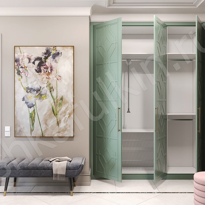 Прихожая Ореанда Цветной Светлые Зеленый Неоклассика 3х створчатые Прихожая Для вещей 3