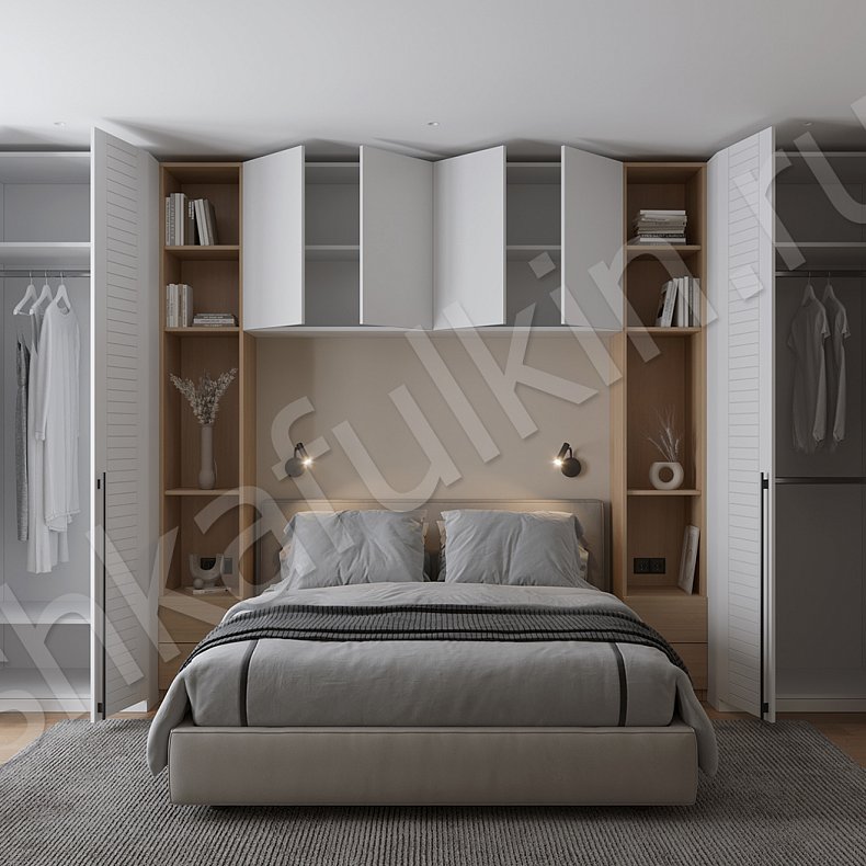 Изображение Гарнитур Альба Белый Светлые Современный 2х створчатые Спальня Для книг Для вещей 2