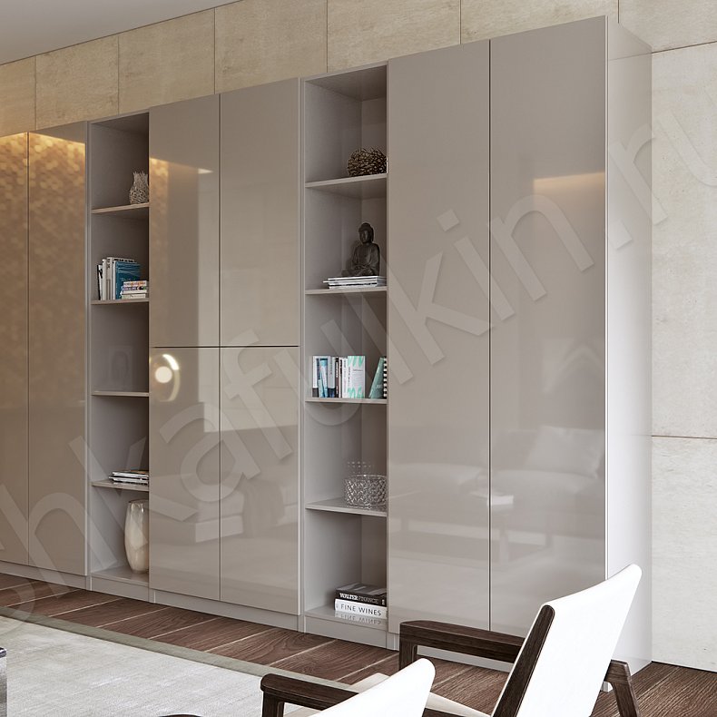 Корпусный распашной шкаф Парма Коричневый Светлые Серый Модерн 6и створчатые Гостиная Для декора Для вещей 2