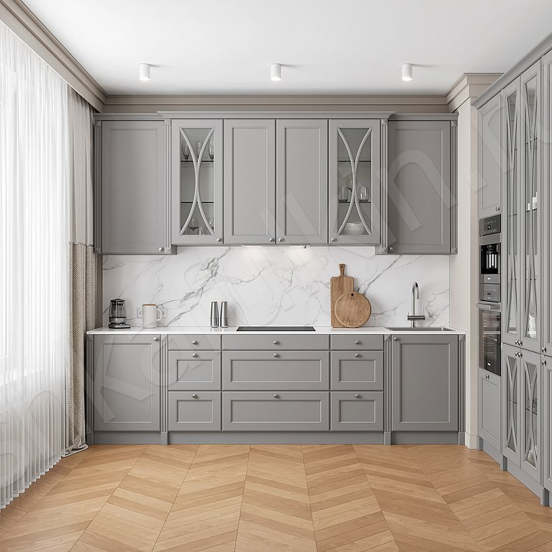 Изображение Кухня Люсия Цветной Серый Синий Светлые Неоклассика Для декора Для посуды 3
