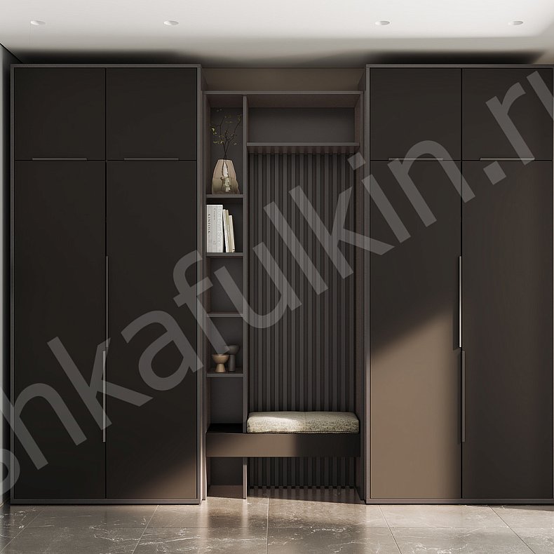 Изображение Прихожая Ларри Черный Белый Древесный Коричневый Серый Светлые Темные Минимализм 4х створчатые Прихожая Для вещей 5
