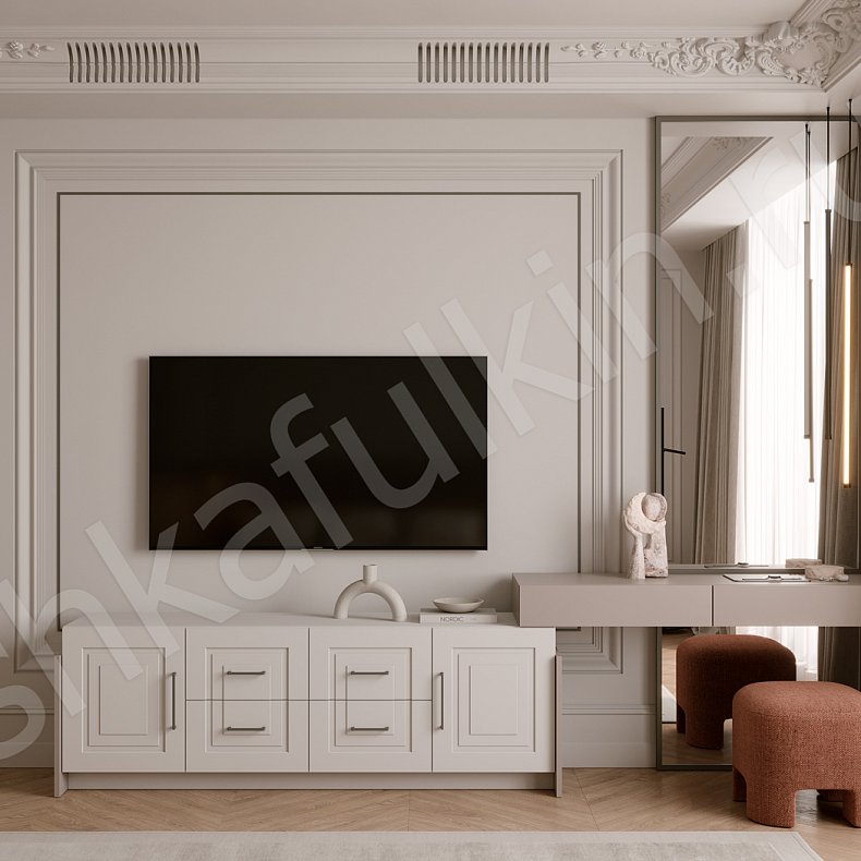 Изображение Гарнитур Люмьер Светлые Коричневый Неоклассика 4х створчатые Спальня Для вещей 7