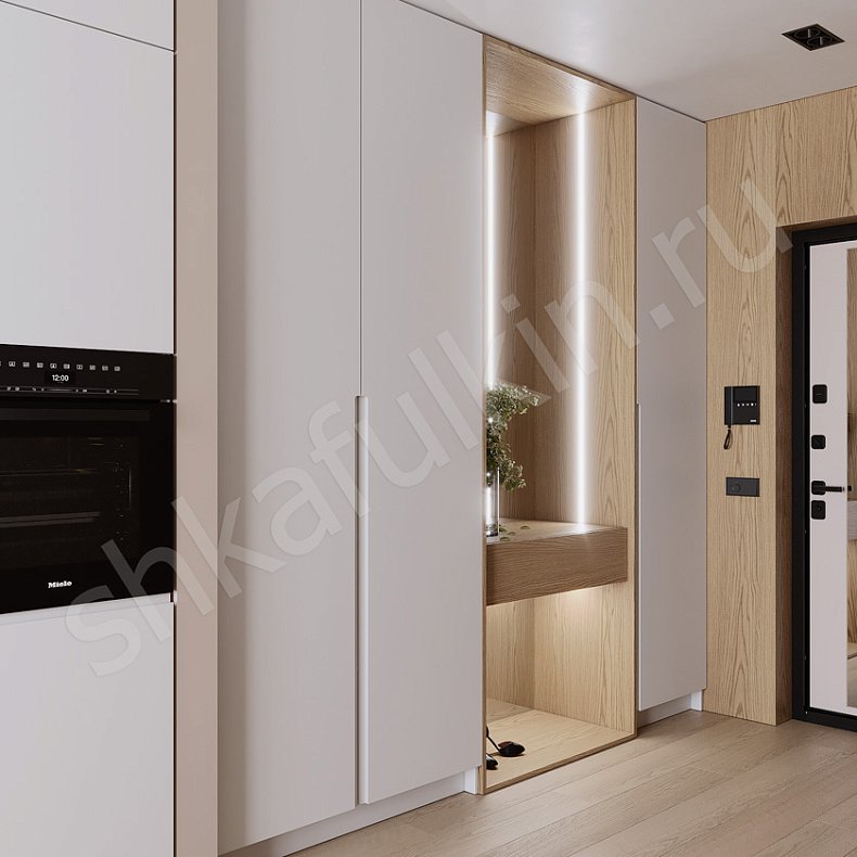 Изображение Шкаф в прихожую Монти Светлые Древесный Белый Современный 3х створчатые Прихожая Для вещей 1