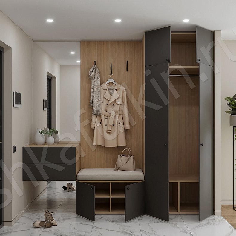 Изображение Прихожая Олли Черный Темные Скандинавский 2х створчатые Прихожая Для вещей 2