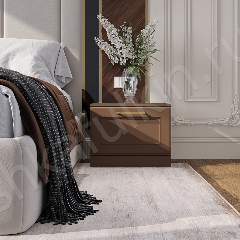 Изображение Гарнитур Айлин Белый Коричневый Светлые Темные Неоклассика 4х створчатые Спальня Для белья Для вещей 12