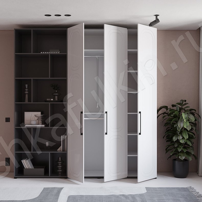 Шкаф Лантерри Белый Скандинавский 3х створчатые Спальня Для вещей 4