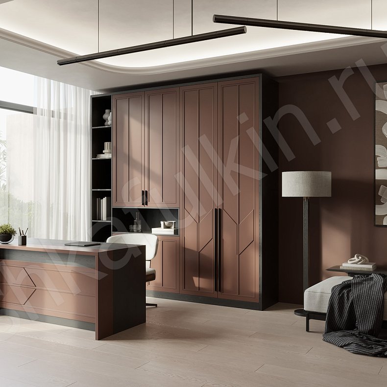 Кабинет Урман Древесный Современный 2х створчатые Гостиная Для вещей Для книг