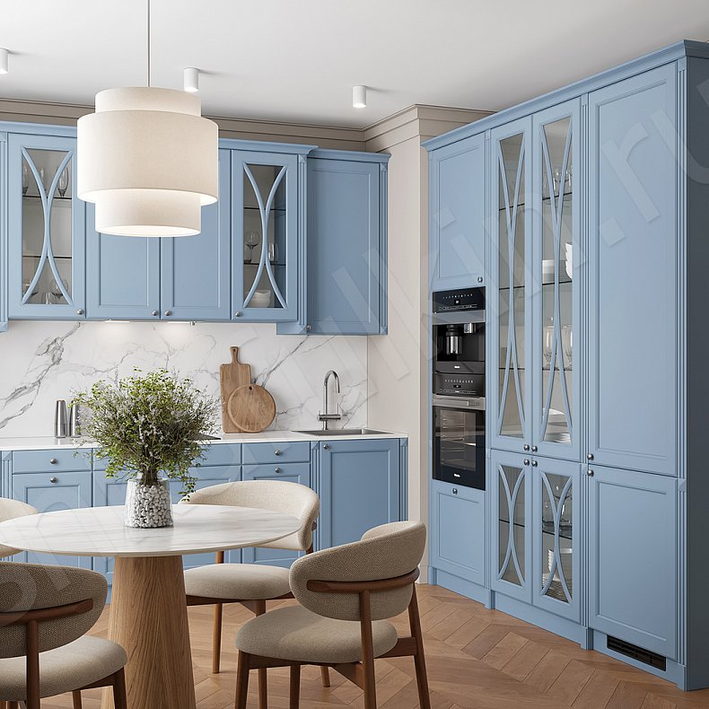 Изображение Кухня Люсия Цветной Серый Синий Светлые Неоклассика Для декора Для посуды 4