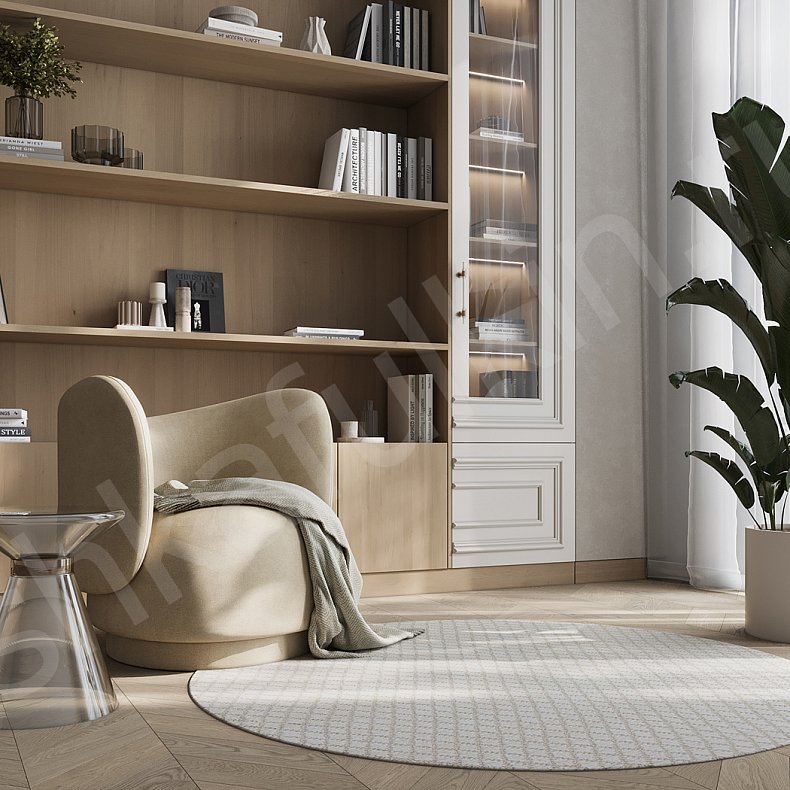 Изображение Шкаф-витрина Джорджия Светлые Древесный Коричневый Неоклассика 2х створчатые Гостиная Для книг Для декора 2