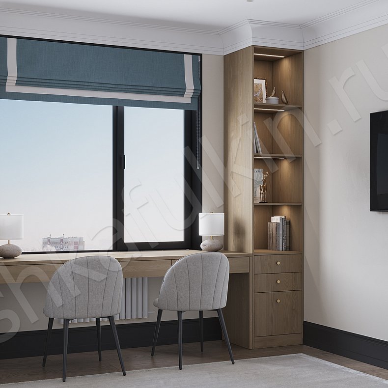 Гарнитур Маурис Светлые Синий Цветной Современный 3х створчатые Спальня Для вещей Для декора Для книг Для белья 7